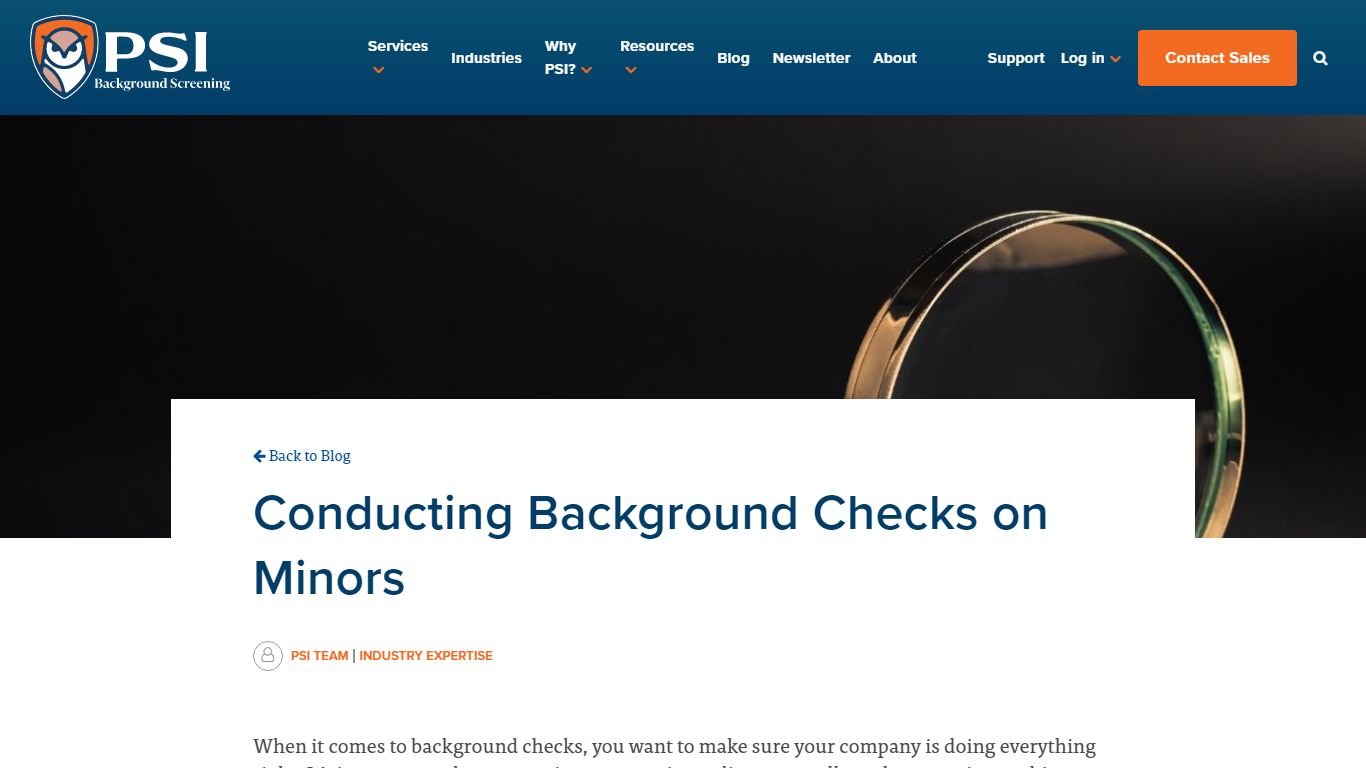 Conducting Background Checks on Minors - PSI Background Screening