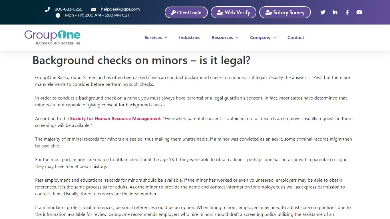 Background checks on minors – is it legal? | GroupOne Services